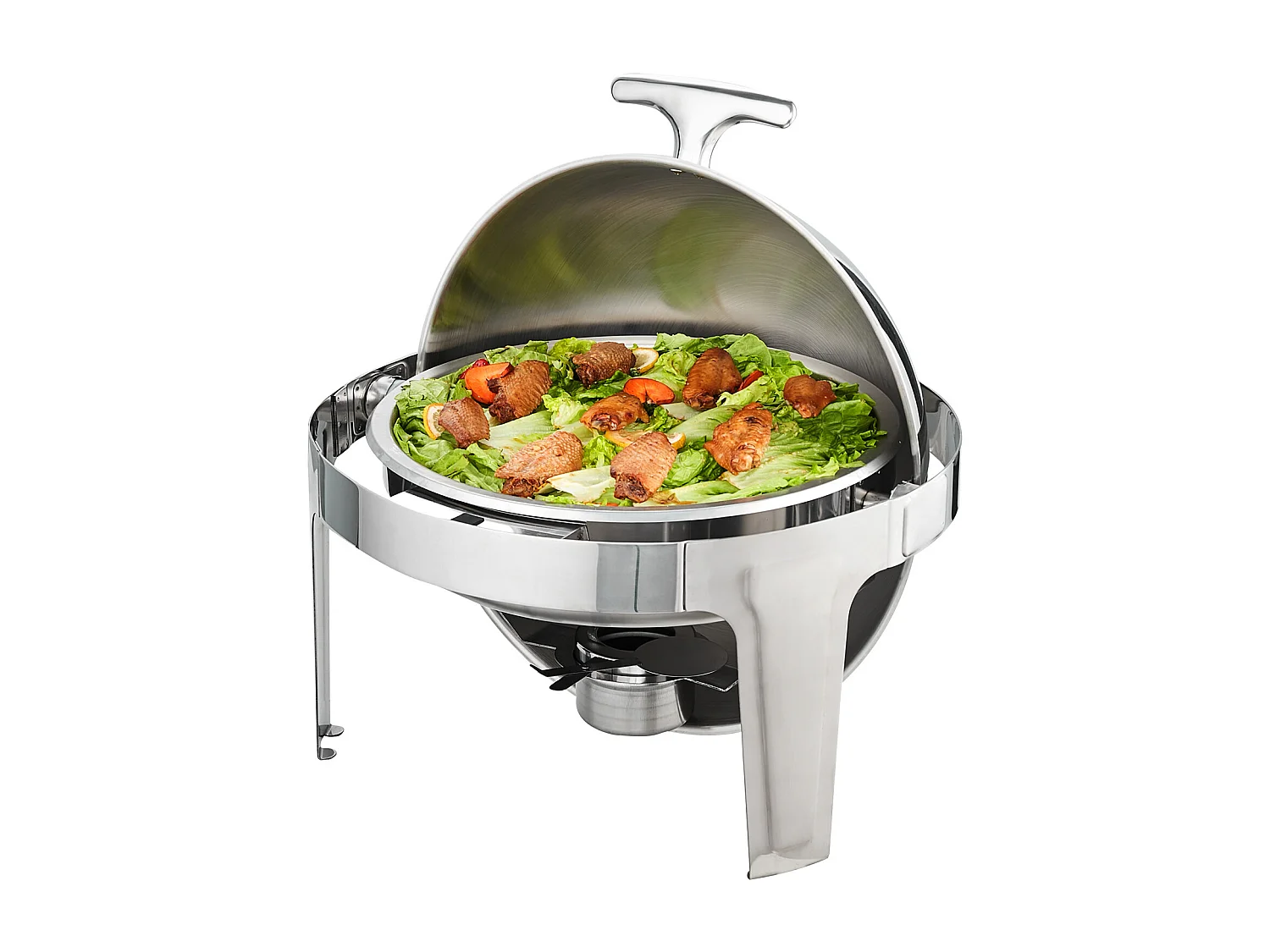 Chauffe-Plats SucceBuy Lot de 2 Plats à Réchaud Ronds avec Couvercle en Acier Inoxydable, Casserole de Taille Standard de 5.5 Litres, Support de Combustible