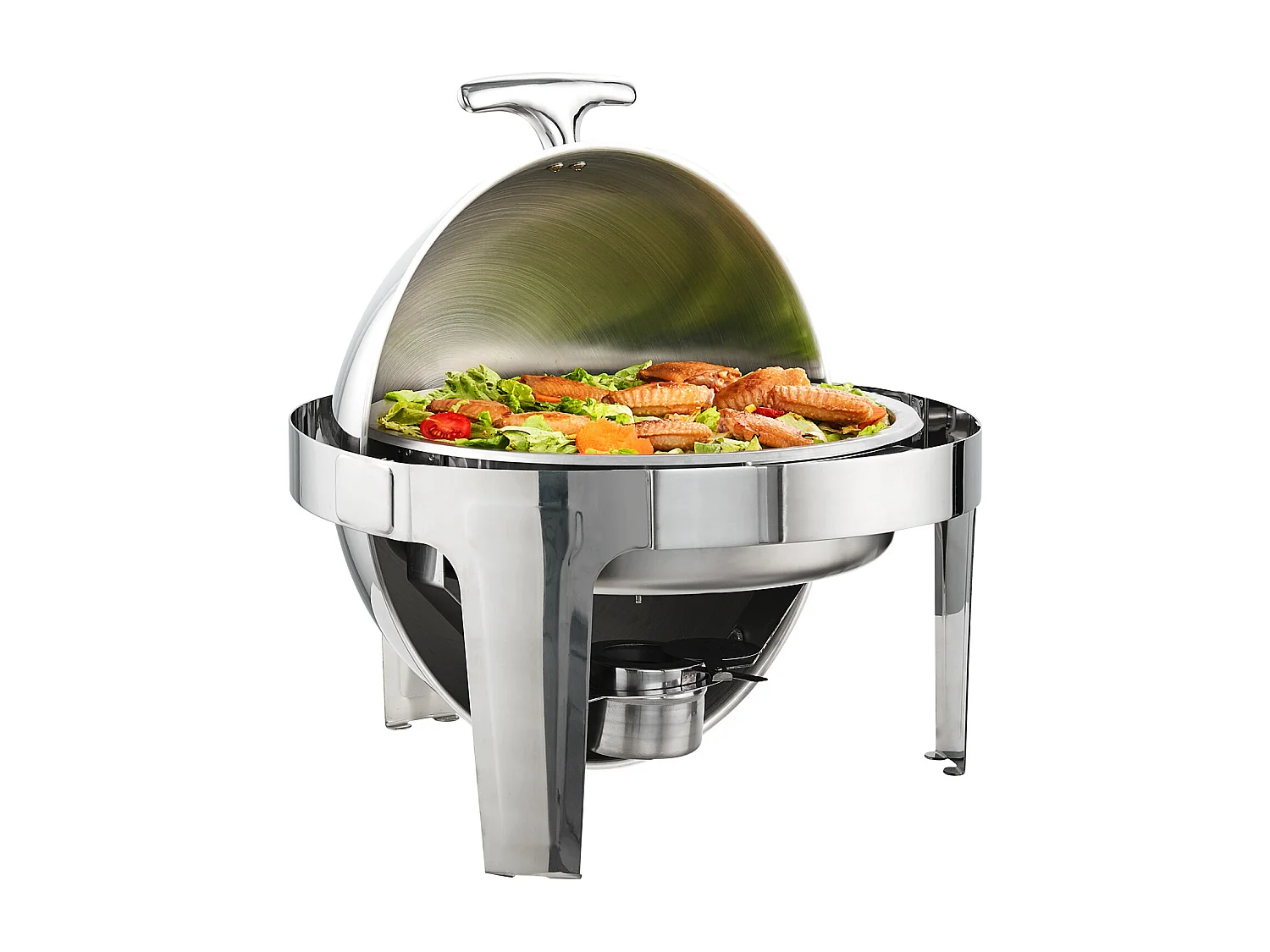 Chauffe-Plats SucceBuy Lot de 2 Plats à Réchaud Ronds avec Couvercle en Acier Inoxydable, Casserole de Taille Standard de 5.5 Litres, Support de Combustible