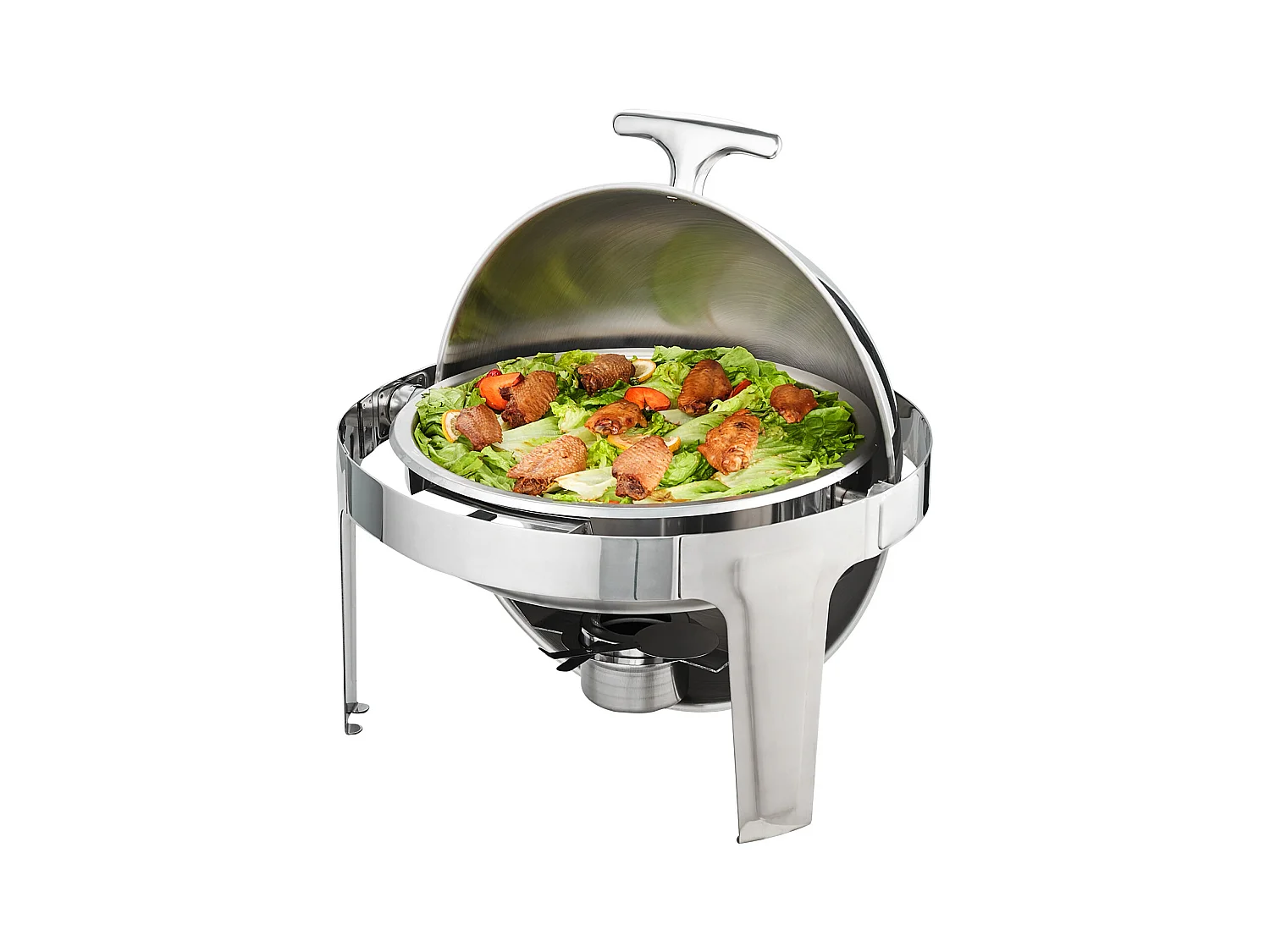 Chauffe-Plats SucceBuy Lot de 2 Plats à Réchaud Ronds avec Couvercle en Acier Inoxydable, Casserole de Taille Standard de 5.5 Litres, Support de Combustible