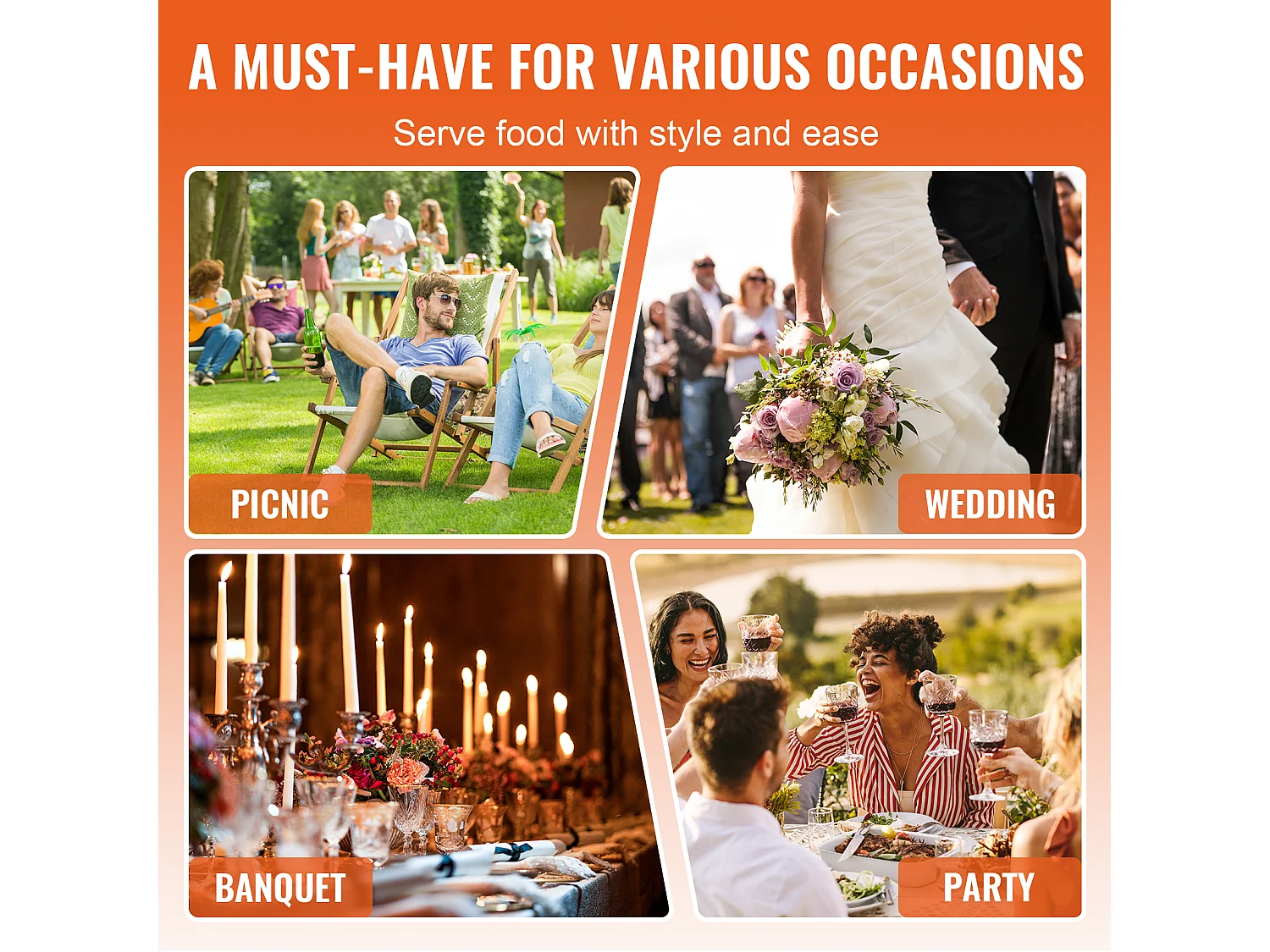 Chauffe-Plats SucceBuy Lot de 2 Plats à Réchaud Ronds avec Couvercle en Acier Inoxydable, Casserole de Taille Standard de 5.5 Litres, Support de Combustible