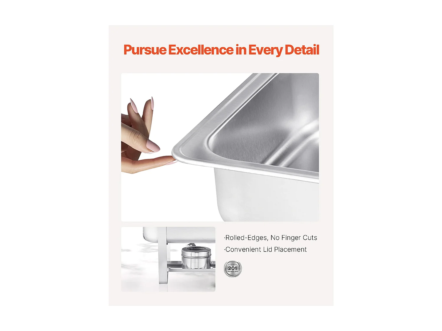 Scaldavivande SucceBuy Set da 2 Pezzi, Chafing Dish Rettangolare da Buffet, 7.5 L, Acciaio Inox