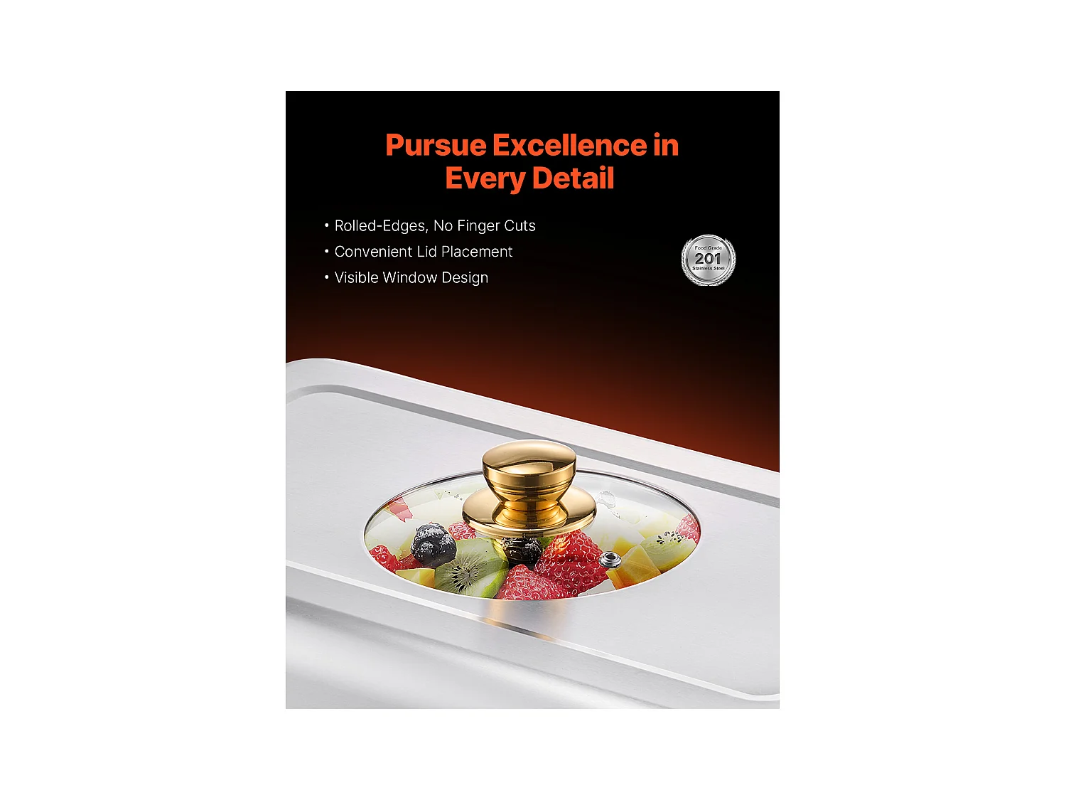 Chauffe-Plats SucceBuy Chauffe-Plat Rectangulaire Lot de 4 Pièces 7,5 L en Acier Inoxydable Doré, Idéal pour Buffet, Hôtel, Traiteur et Restauration