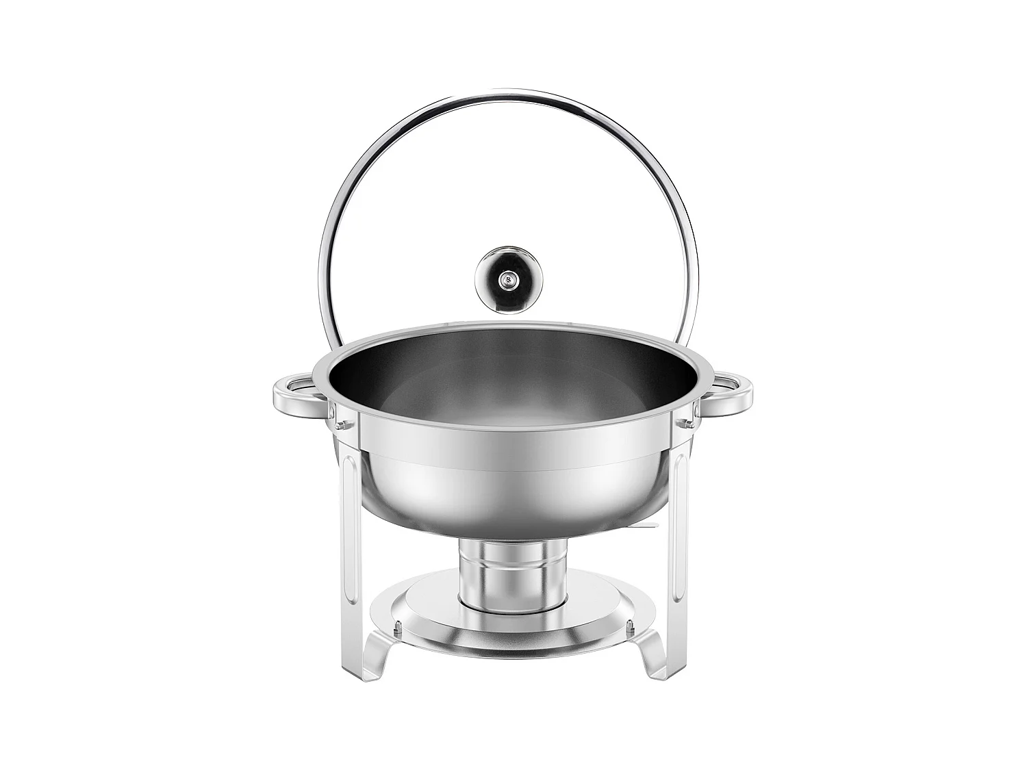 Chauffe-Plats SucceBuy Ensemble Buffet de Réchauds 4.7 L, Lot de 4 Réchauds en Acier Inoxydable avec Poêles Pleine Grandeur, Réchaud Rond