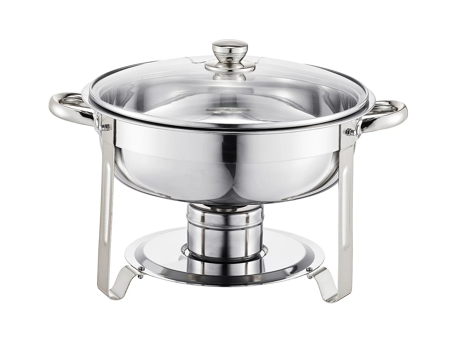 Chauffe-Plats SucceBuy Ensemble Buffet de Réchauds 4.7 L, Lot de 4 Réchauds en Acier Inoxydable avec Poêles Pleine Grandeur, Réchaud Rond