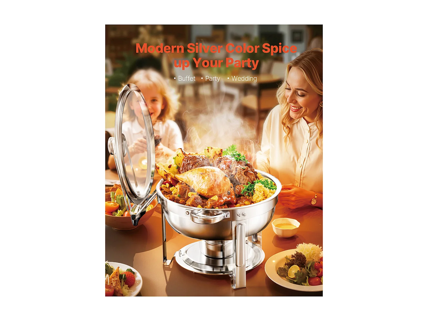 Scaldavivande SucceBuy Set di 4 Scaldavivande Rotondi in Acciaio Inox, 4.7 Litri