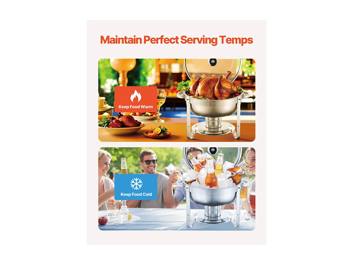 Scaldavivande SucceBuy Set di 4 Scaldavivande Rotondi in Acciaio Inox, 4.7 Litri