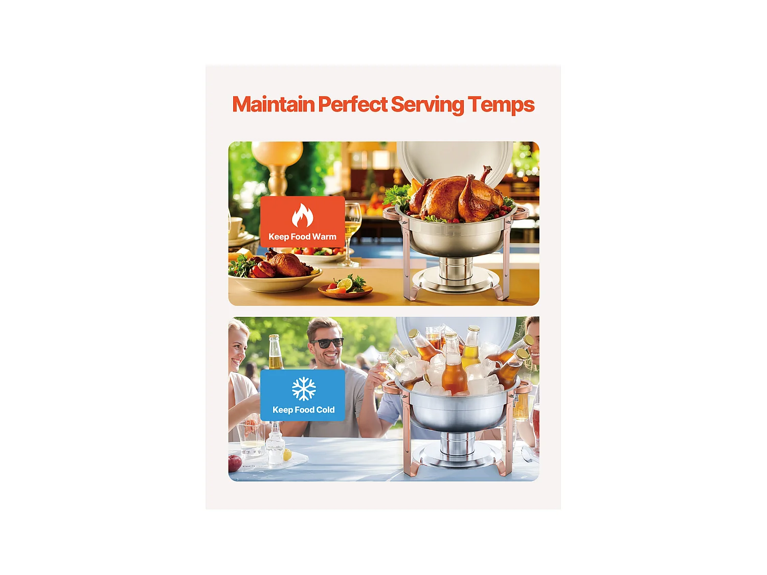 Chauffe-Plats SucceBuy Chauffe-Plat Buffet Rond 4 Pièces 4.7 L avec Couvercle, avec 4 Bacs Grande Capacité, Couvercle et Pince, Idéal pour Buffet