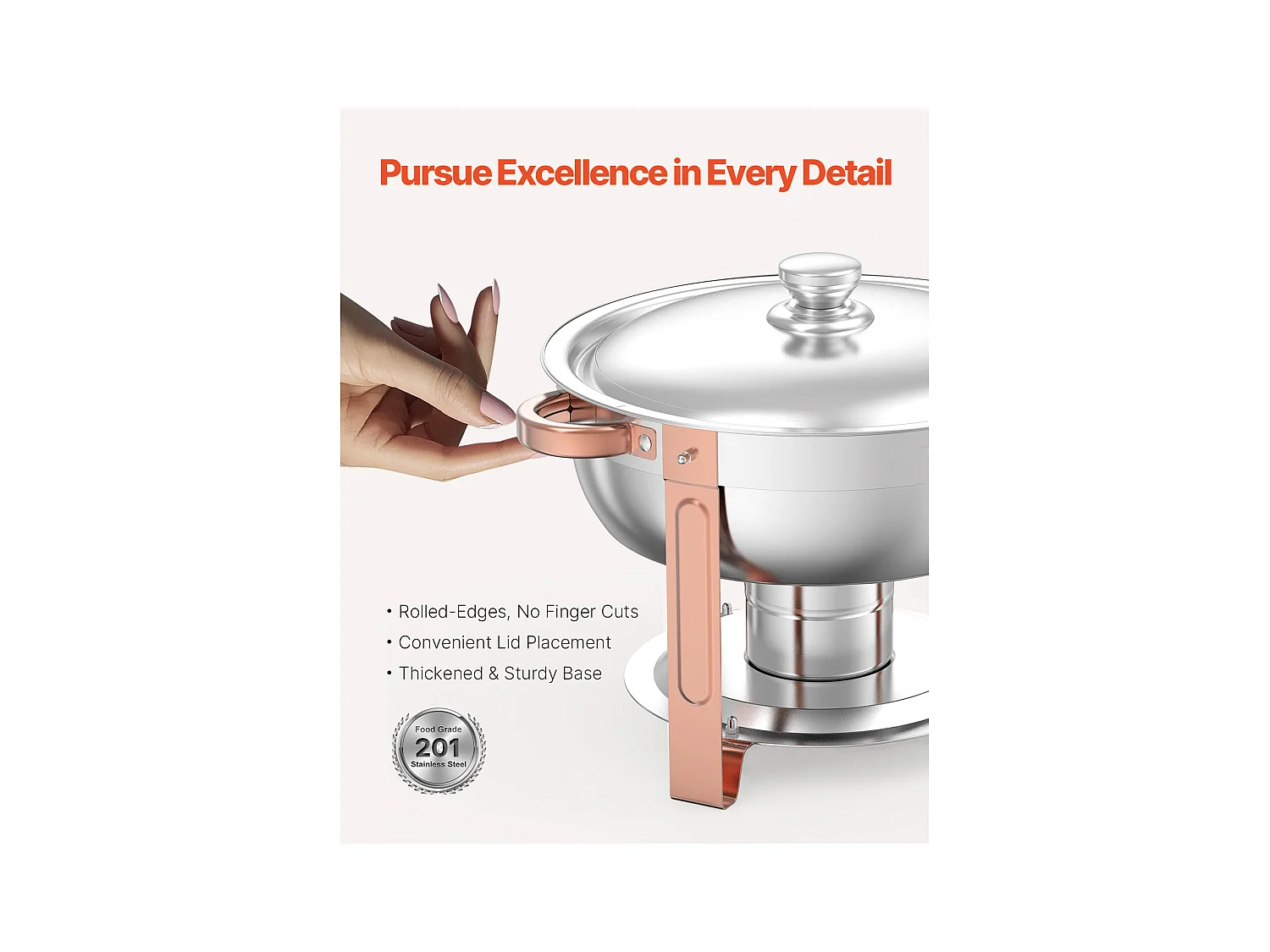 Chauffe-Plats SucceBuy Chauffe-Plat Buffet Rond 4 Pièces 4.7 L avec Couvercle, avec 4 Bacs Grande Capacité, Couvercle et Pince, Idéal pour Buffet