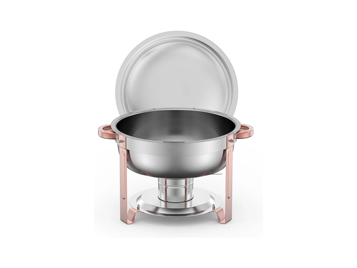 Chauffe-Plats SucceBuy Chauffe-Plat Buffet Rond 4 Pièces 4.7 L avec Couvercle, avec 4 Bacs Grande Capacité, Couvercle et Pince, Idéal pour Buffet