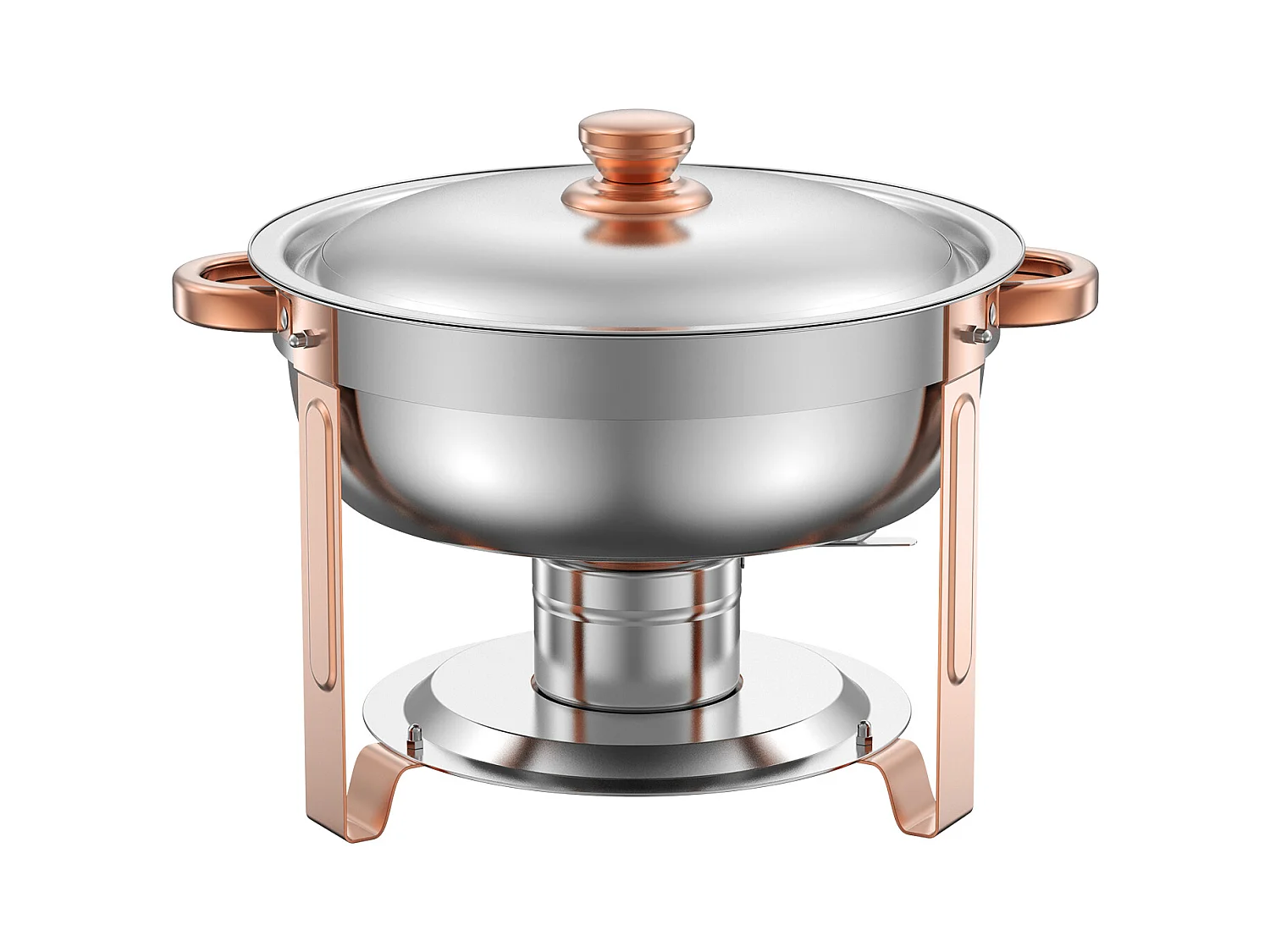 Chauffe-Plats SucceBuy Chauffe-Plat Buffet Rond 4 Pièces 4.7 L avec Couvercle, avec 4 Bacs Grande Capacité, Couvercle et Pince, Idéal pour Buffet