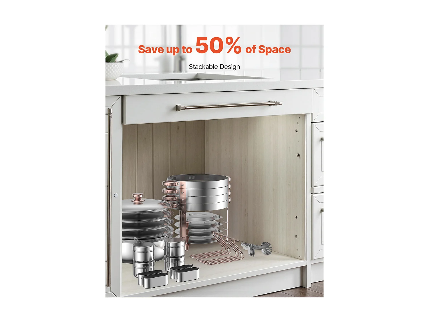 Voedselverwarmers SucceBuy 4-Delige Ronde Buffetwarmer van 4,7 Liter, Chafing Dish van Roestvrij Staal, met 4 Grote Schalen, Deksel en Tang, Roségouden Afwerking