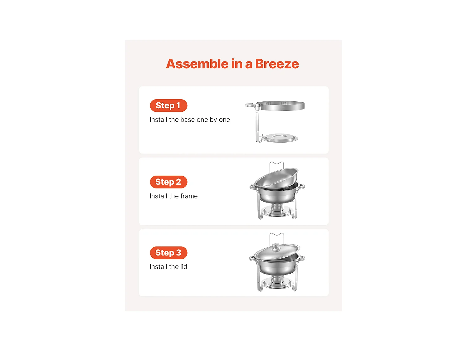 Chauffe-Plats SucceBuy Chauffe-Plat 2 Pièces 4.7 L, Buffet Chauffant Rond en Acier Inoxydable, avec 2 Bacs Pleine Taille, Couvercle et Pince