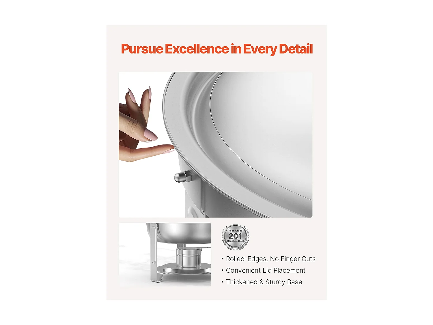 Scaldavivande SucceBuy Set Scaldavivande Rotondo da 4.7 Litri, 2 Pezzi, in Acciaio Inox, con 2 Teglie di Grandi Dimensioni, Coperchio e Pinze