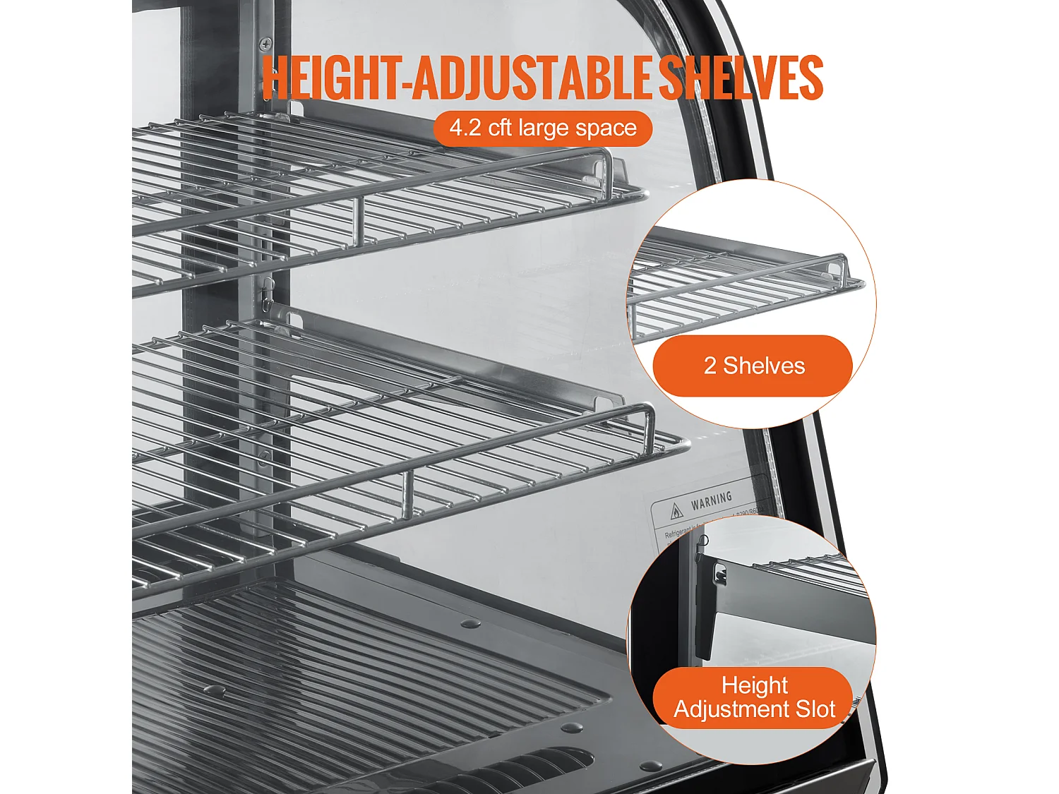 Vitrine Refrigerada SucceBuy, Vitrine de Confeitaria de Balcão de 115 L, Refrigerador Comercial a 2 Níveis com Iluminação LED, Arrefecimento TURBO