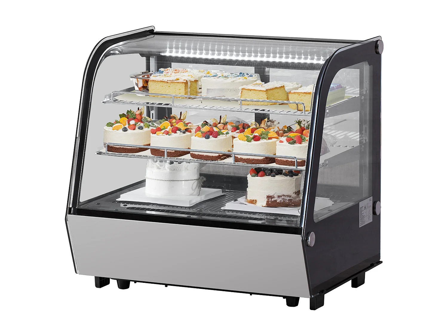 Vitrine Refrigerada SucceBuy, Vitrine de Confeitaria de Balcão de 115 L, Refrigerador Comercial a 2 Níveis com Iluminação LED, Arrefecimento TURBO
