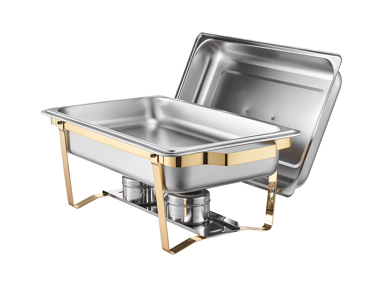 Chauffe-Plats SucceBuy Ensemble Buffet de 4 Plats à Réchaud Rectangulaires 7.5 L (Grande et Demi-Taille)