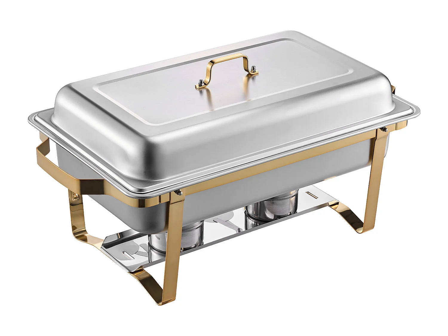 Chauffe-Plats SucceBuy Ensemble Buffet de 4 Plats à Réchaud Rectangulaires 7.5 L (Grande et Demi-Taille)