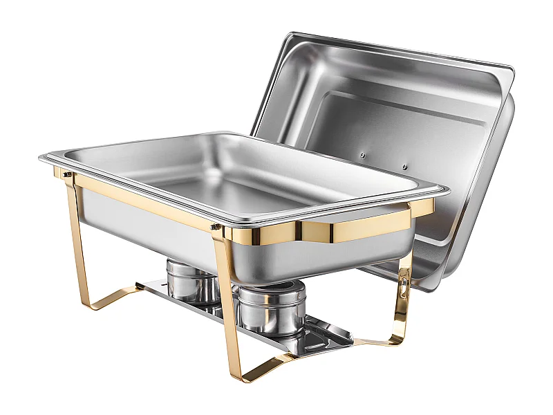 Chauffe-Plats SucceBuy Ensemble Buffet de 4 Plats à Réchaud Rectangulaires 7.5 L (Grande et Demi-Taille)