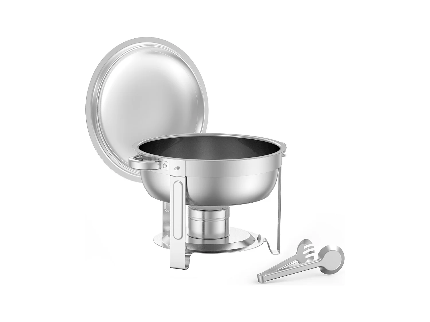 Podgrzewacze do Żywności SucceBuy 4-częściowy 4.7 L Okrągły Zestaw Bufetowy (Pełnowymiarowa Patelnia, Stal Nierdzewna)