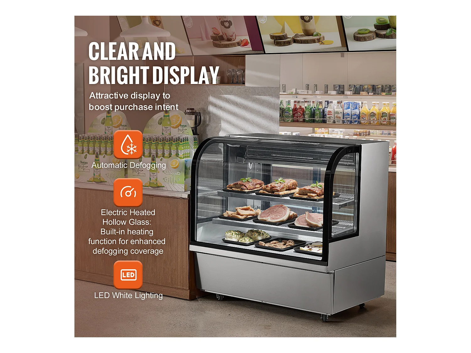 Vitrine Réfrigérée SucceBuy 505 L à 2 Niveaux, pour Boulangerie, Magasin, Restaurant