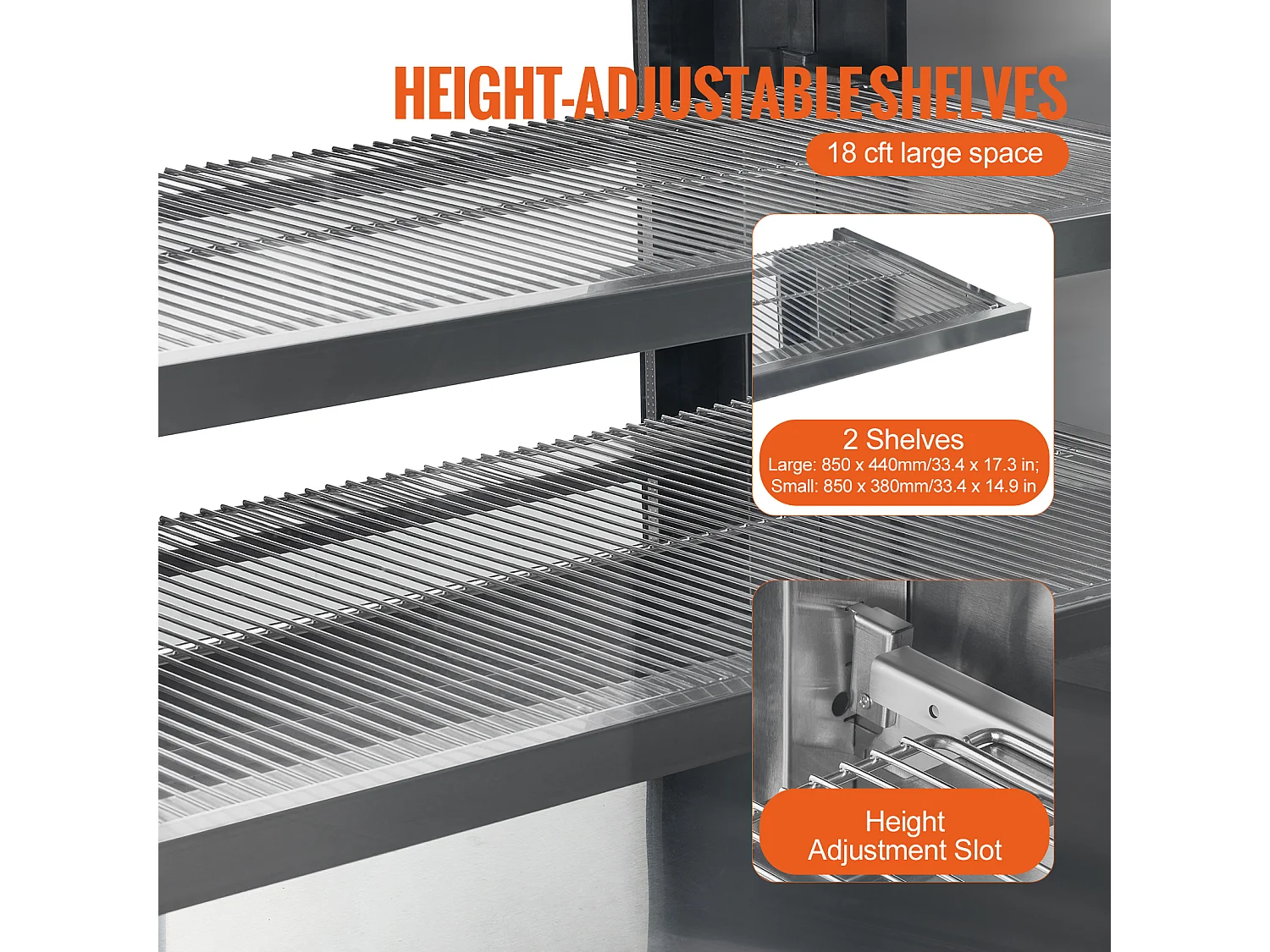 Vetrina Refrigerata SucceBuy 505 L con 2 Ripiani e Fessure Regolabili per Panificio, Acciaio Inossidabile + Vetro Temperato