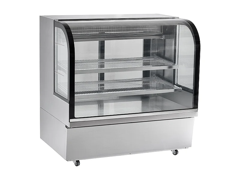 Gekoelde Vitrine SucceBuy 505 L met 2 Planken en Verstelbare Sleuven voor Bakkerij, RVS + Gehard Glas