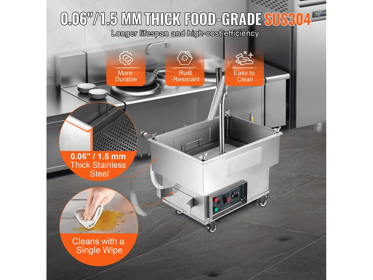 Filtre à Huile SucceBuy pour Friteuse Commerciale, Système de Filtration d'Huile de Cuisson d'une Capacité de 18 L
