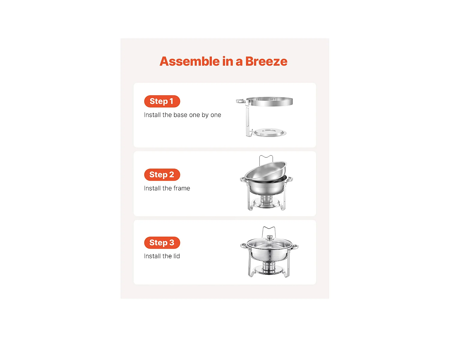 Chauffe-Plats SucceBuy Ensemble Buffet de 2 Plats à Réchaud Ronds 4.7 L en Acier Inoxydable avec Casseroles Pleine Grandeur
