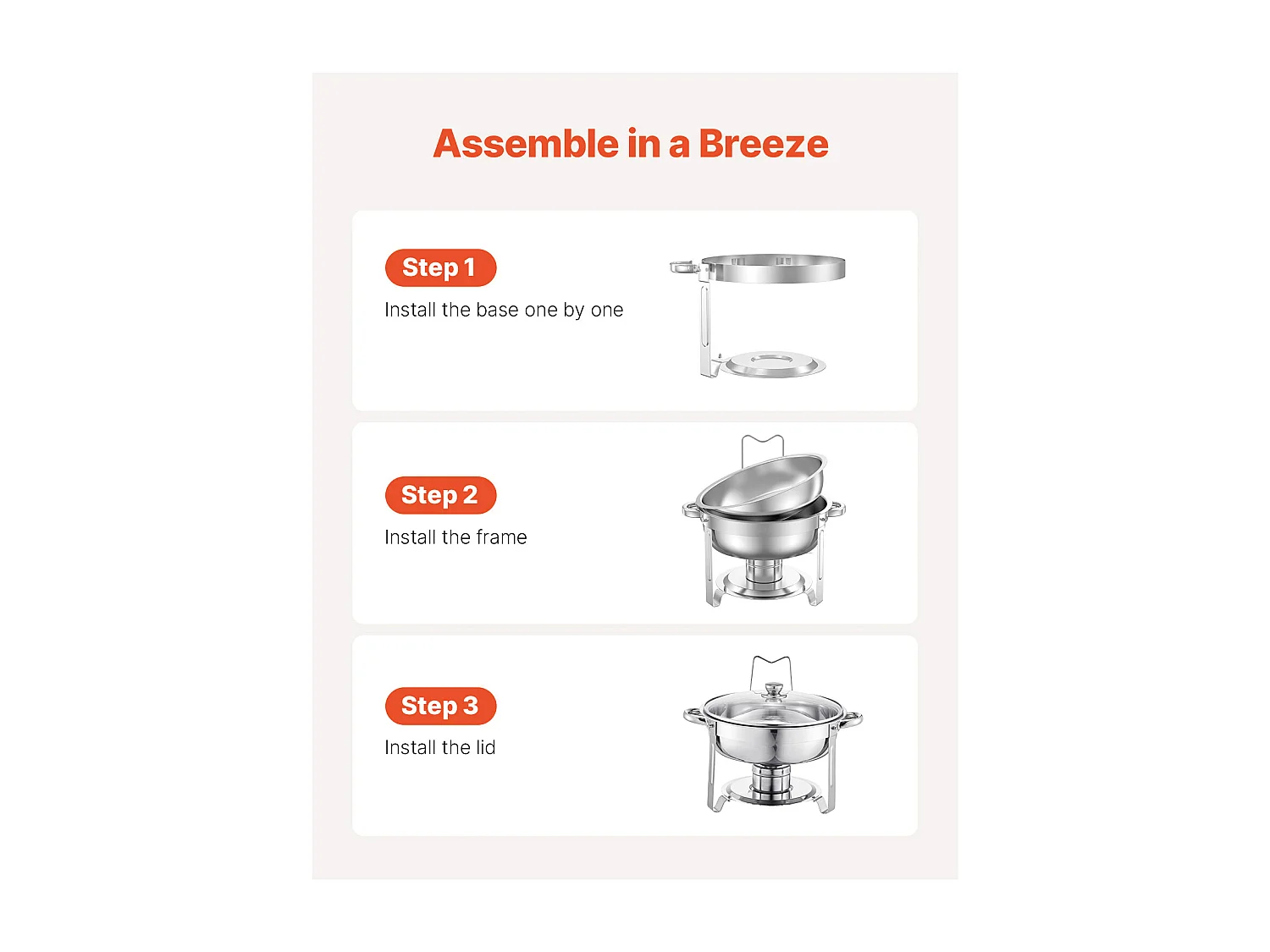 Scaldavivande SucceBuy Set di 2 Scaldavivande Rotondi in Acciaio Inox per Buffet, 4.7 Litri con Pentole di Dimensioni Standard