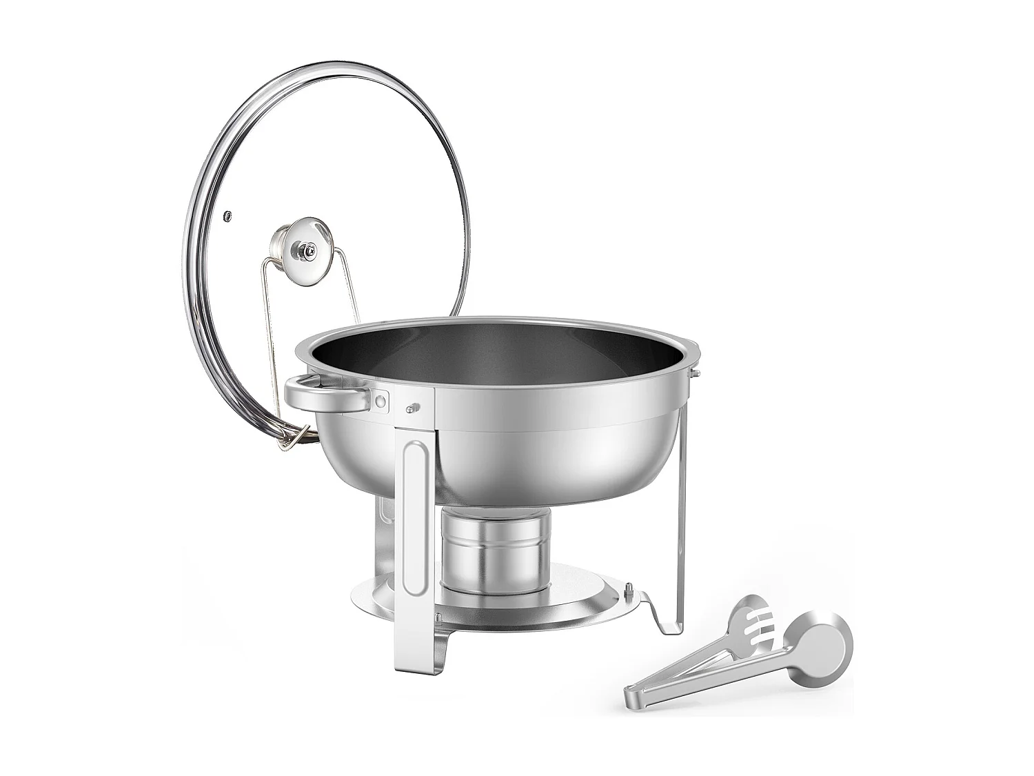 Scaldavivande SucceBuy Set di 2 Scaldavivande Rotondi in Acciaio Inox per Buffet, 4.7 Litri con Pentole di Dimensioni Standard