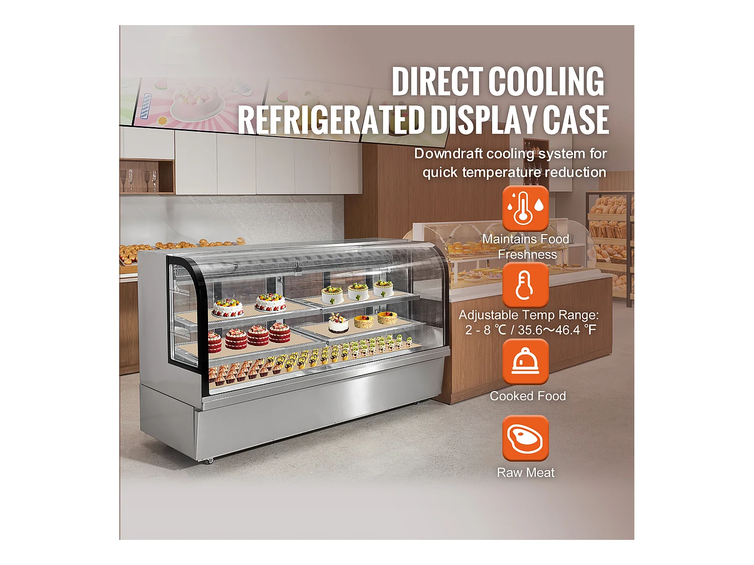 Vitrine Réfrigérée SucceBuy 901 L à 4 Niveaux, pour Boulangerie, Magasin, Restaurant