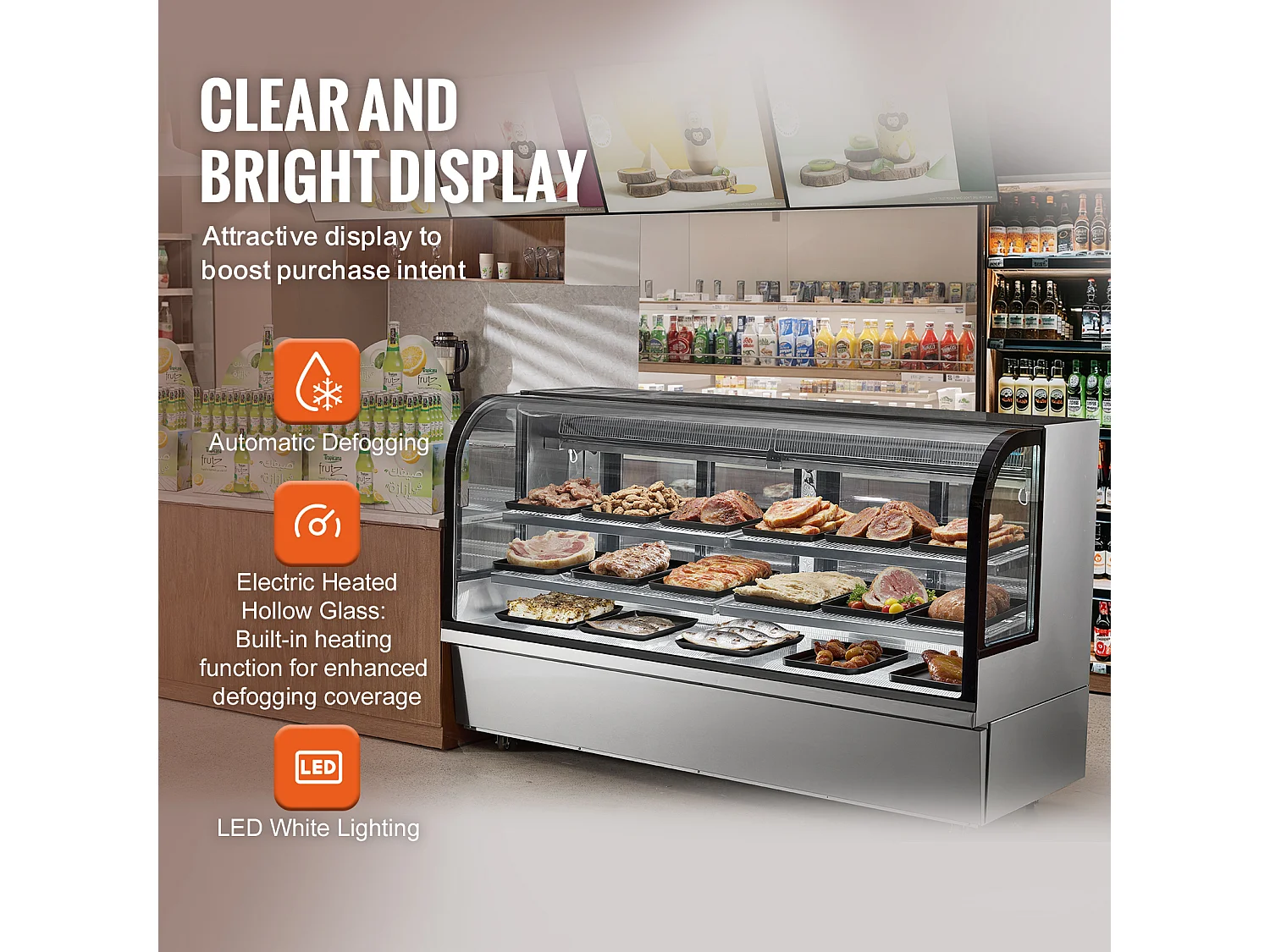 Vitrina Refrigerada SucceBuy 901 L Ancha para la Panadería, 4-Niveles, 32 Pies Cúbicos de Interior con 4 Estantes y Ranuras Ajustables