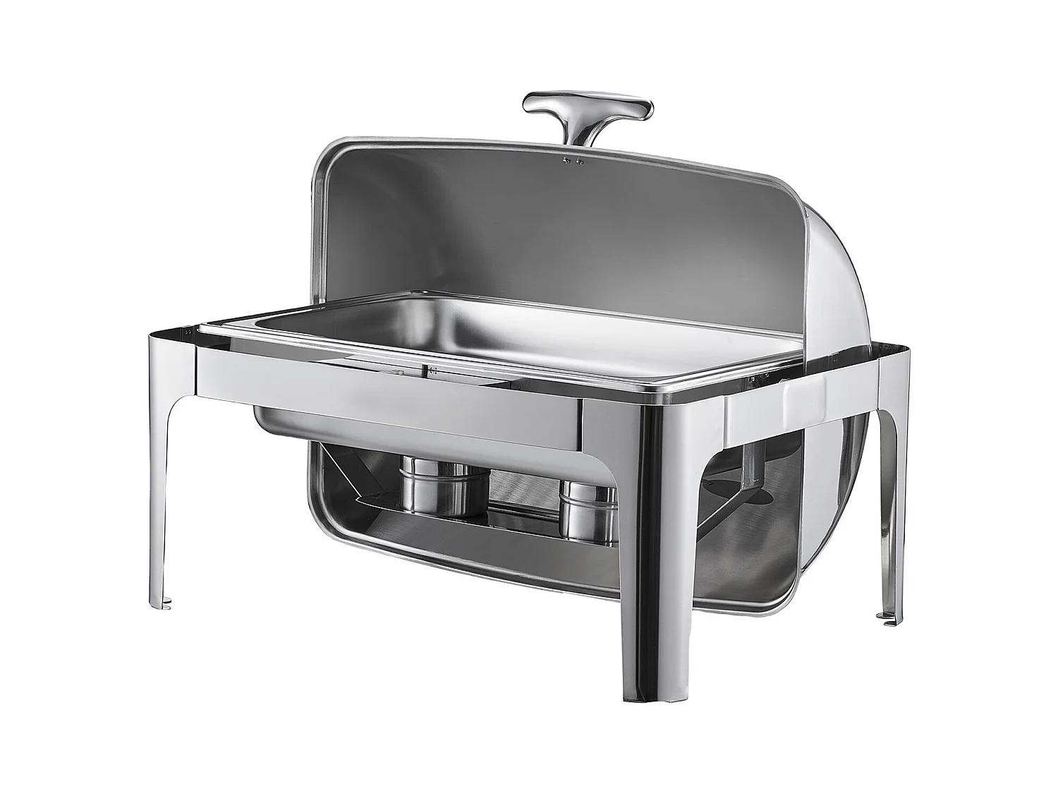 Chauffe-Plats SucceBuy Ensemble de Réchauds Rectangulaires 8.5 L avec Couvercle à Roulettes, en Acier Inoxydable, avec Poêle Pleine Grandeur