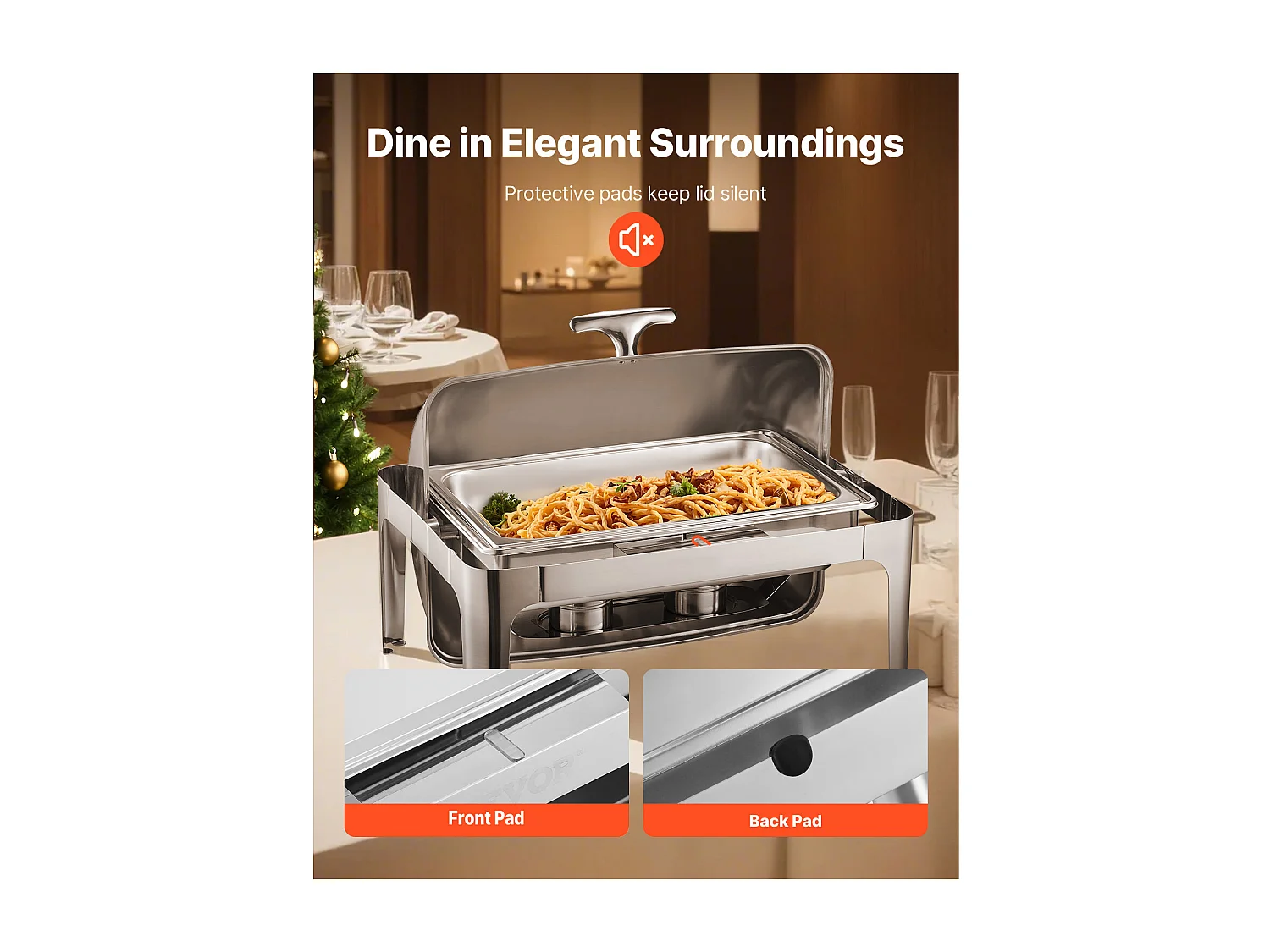 Scaldavivande SucceBuy Set di Scaldavivande Rettangolari in Acciaio Inox da 8.5 L con Teglia Grande