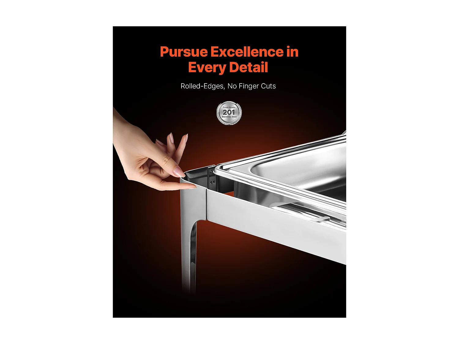 Scaldavivande SucceBuy Set di Scaldavivande Rettangolari in Acciaio Inox da 8.5 L con Teglia Grande