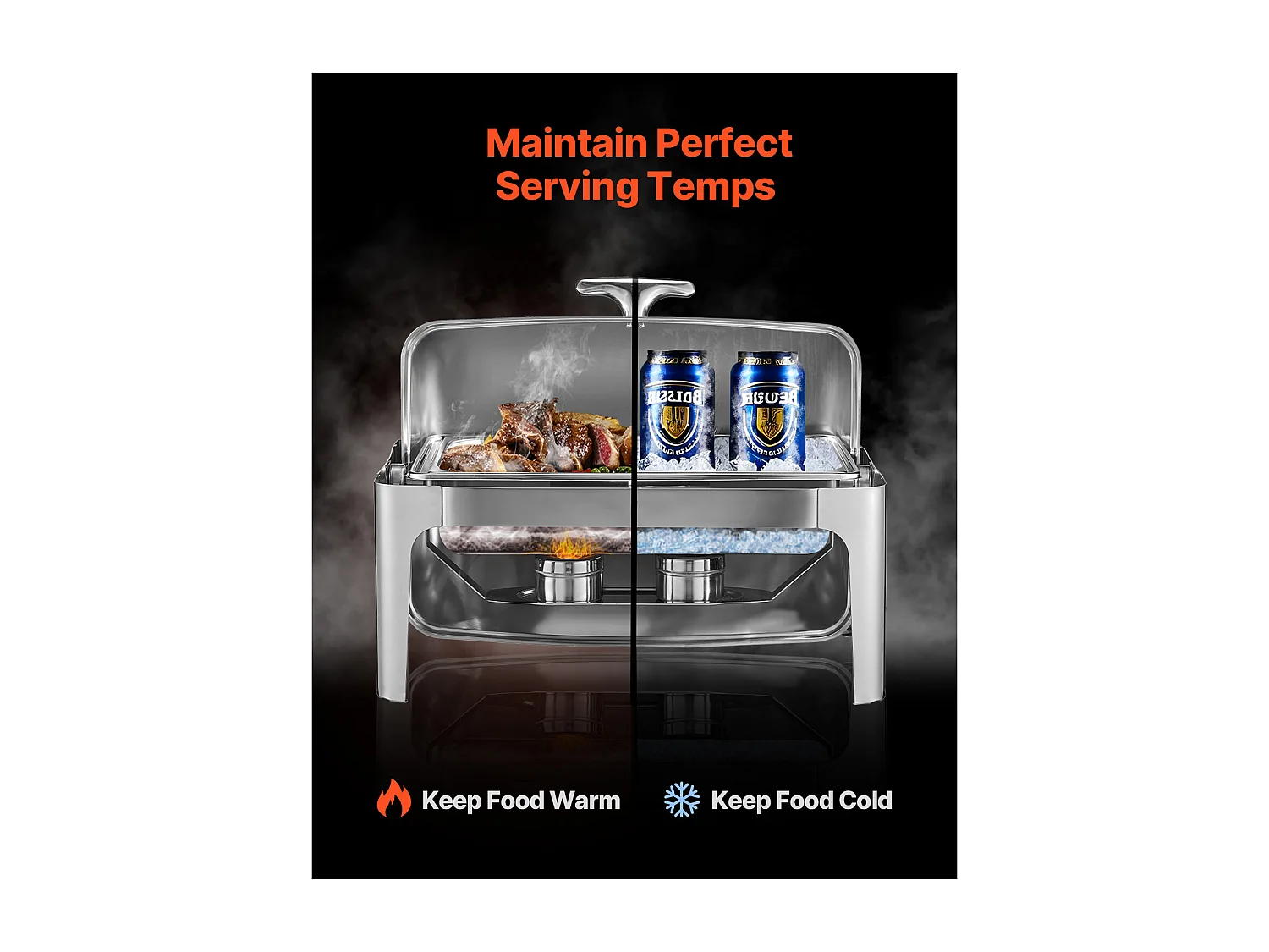 Scaldavivande SucceBuy Set di Scaldavivande Rettangolari in Acciaio Inox da 8.5 L con Teglia Grande