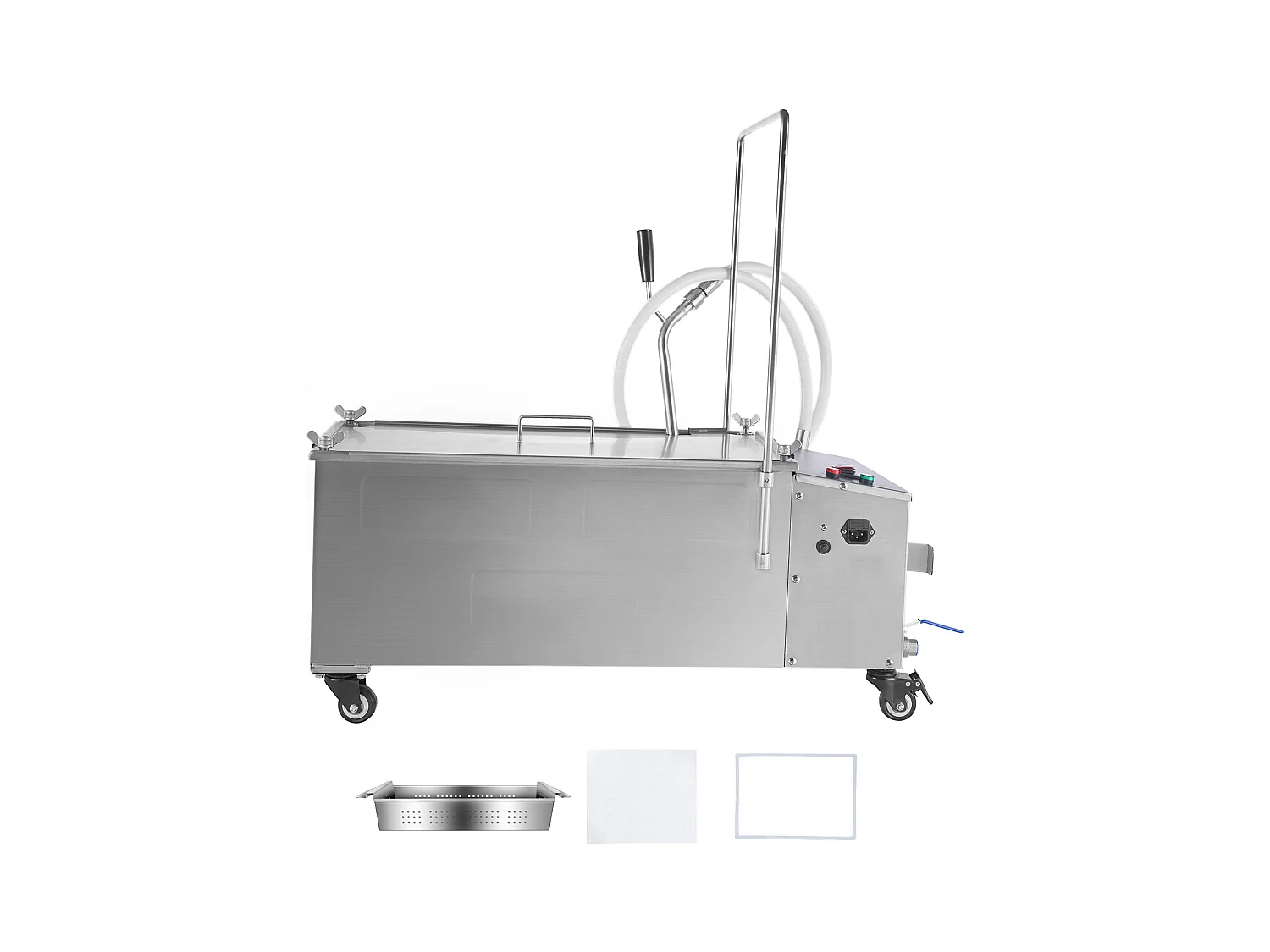 Sistema de Filtração de Óleo SucceBuy para Fritadeira Comercial, Capacidade de 55 L, Velocidade de Filtração de 10 L/min, com Rodas Giratórias e Mangueira
