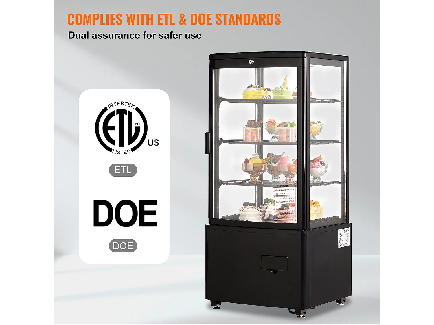 Vitrina refrigerada de mostrador SucceBuy, 85 l de capacidad, 3 niveles, para panadería, tienda y restaurante