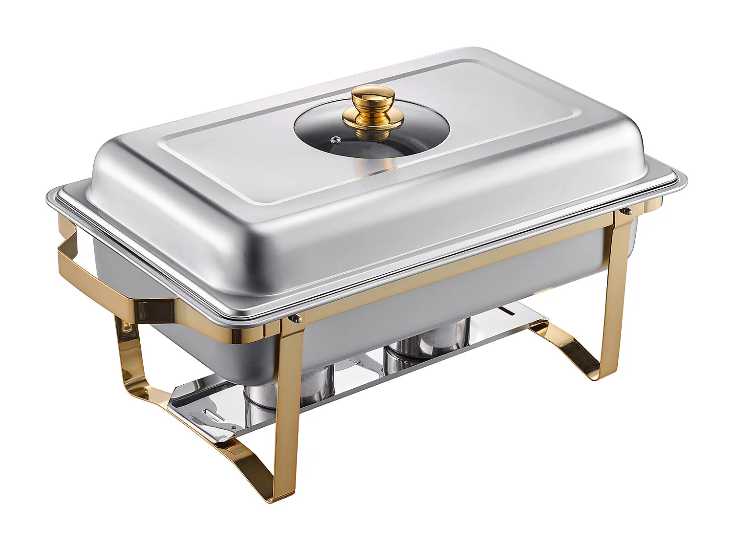 Chauffe-Plats SucceBuy Ensemble Buffet Rectangulaire de 7.5 L, Lot de 2, avec Casseroles Demi-Format en Acier Inoxydable