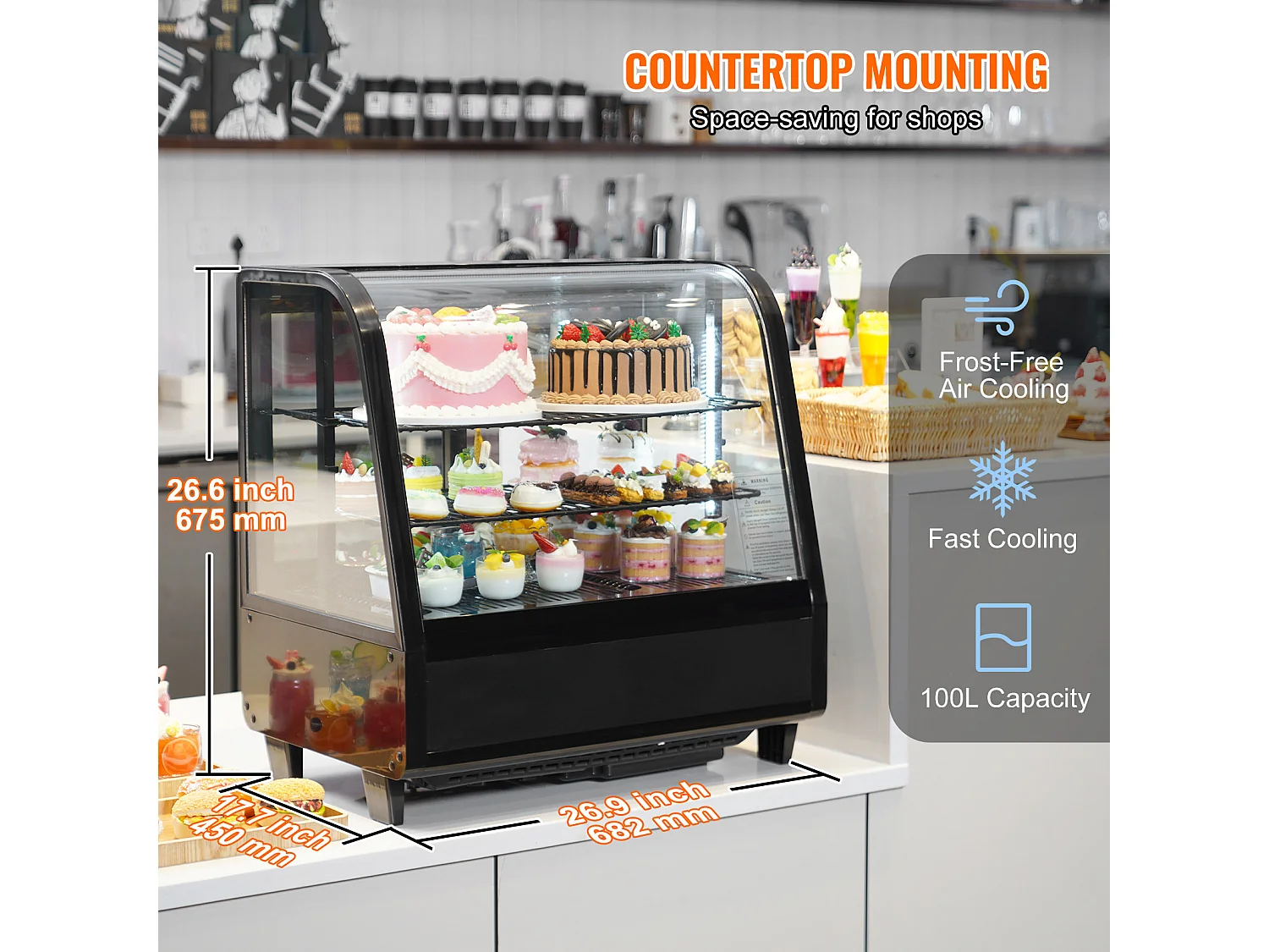 Vitrine Réfrigérée SucceBuy 100 L à 2 Niveaux, pour Boulangerie, Magasin, Restaurant