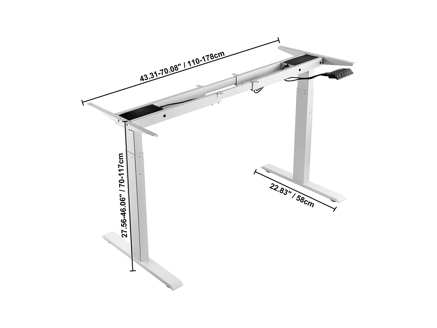Cadre Debout de Bureau SucceBuy Cadre de Bureau Debout Électrique à Double Moteur, Blanc