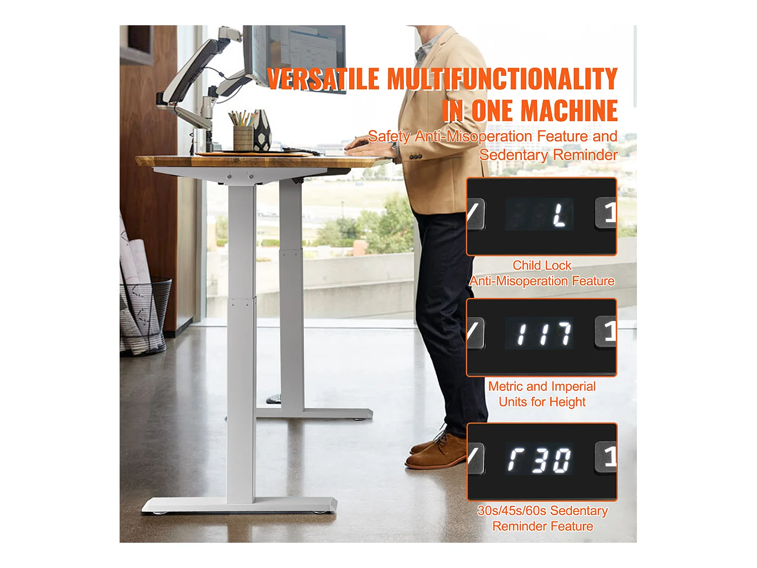 Cadre Debout de Bureau SucceBuy Cadre de Bureau Debout Électrique à Double Moteur, Blanc