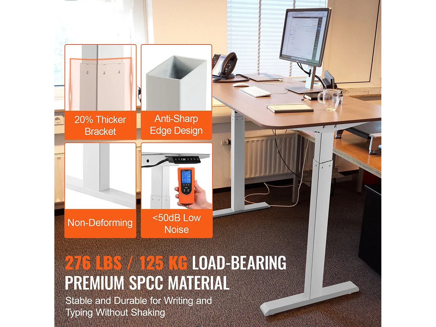 Cadre Debout de Bureau SucceBuy Cadre de Bureau Debout Électrique à Double Moteur, Blanc