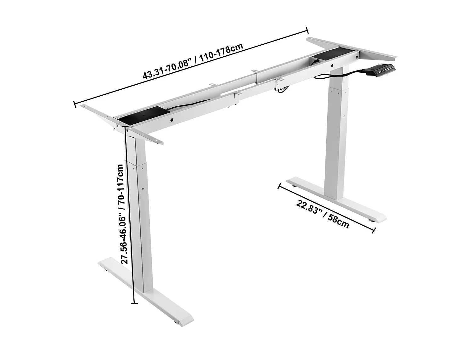 Cadre Debout de Bureau SucceBuy Cadre de Bureau Debout Électrique à Double Moteur, Blanc