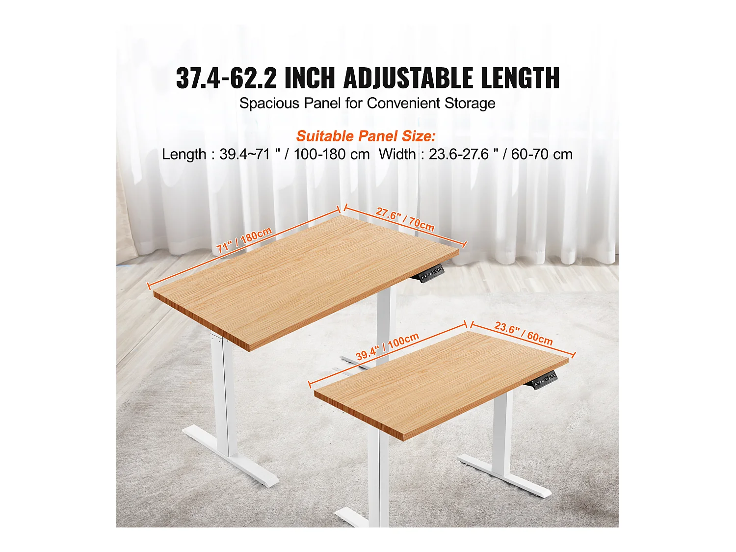 Marco de Escritorio de Pie SucceBuy Escritorio Eléctrico de Pie con Estructura Ajustable, Estación de Trabajo de 70-117 cm de Alto, Blanco