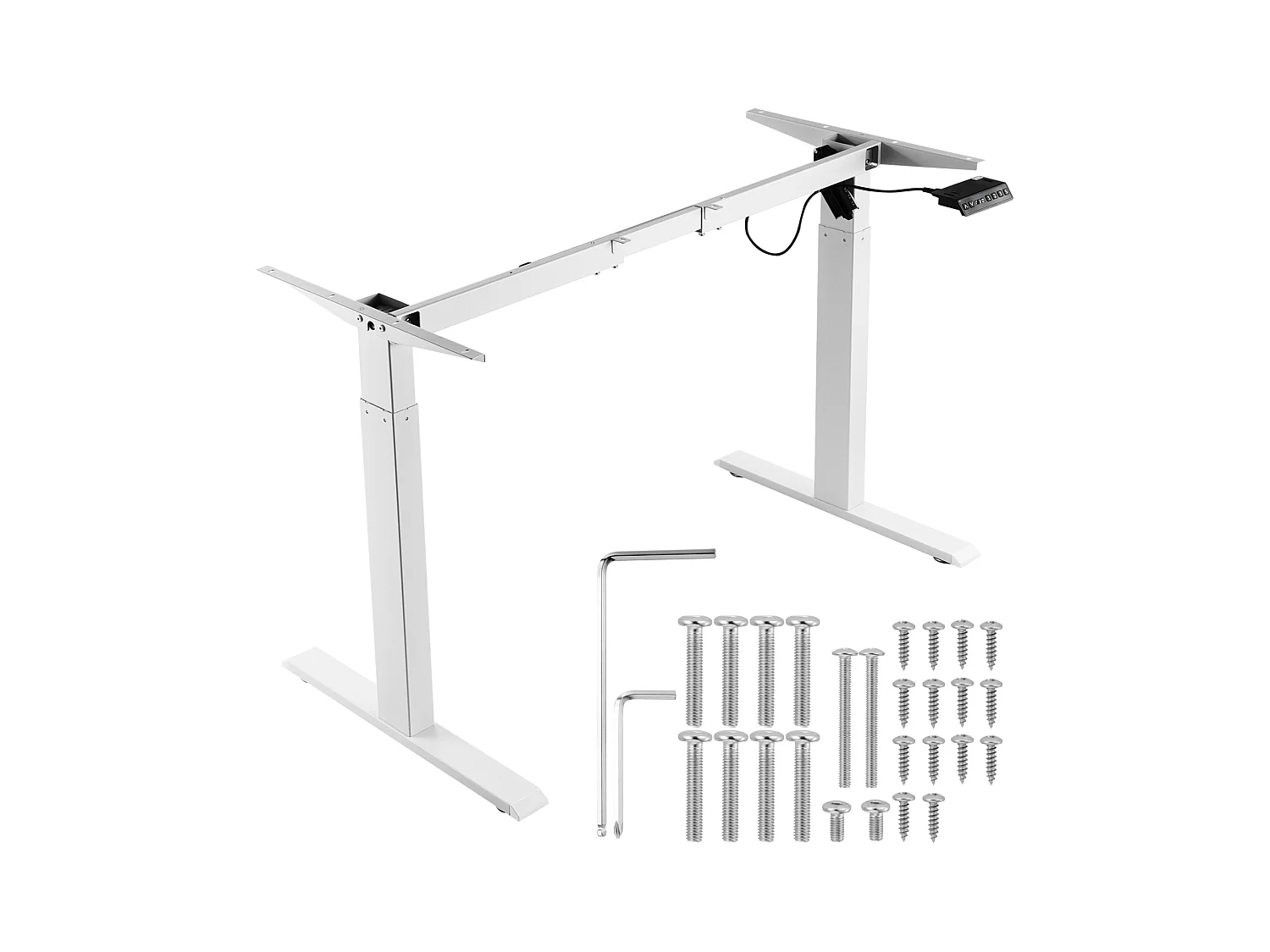 Marco de Escritorio de Pie SucceBuy Escritorio Eléctrico de Pie con Estructura Ajustable, Estación de Trabajo de 70-117 cm de Alto, Blanco