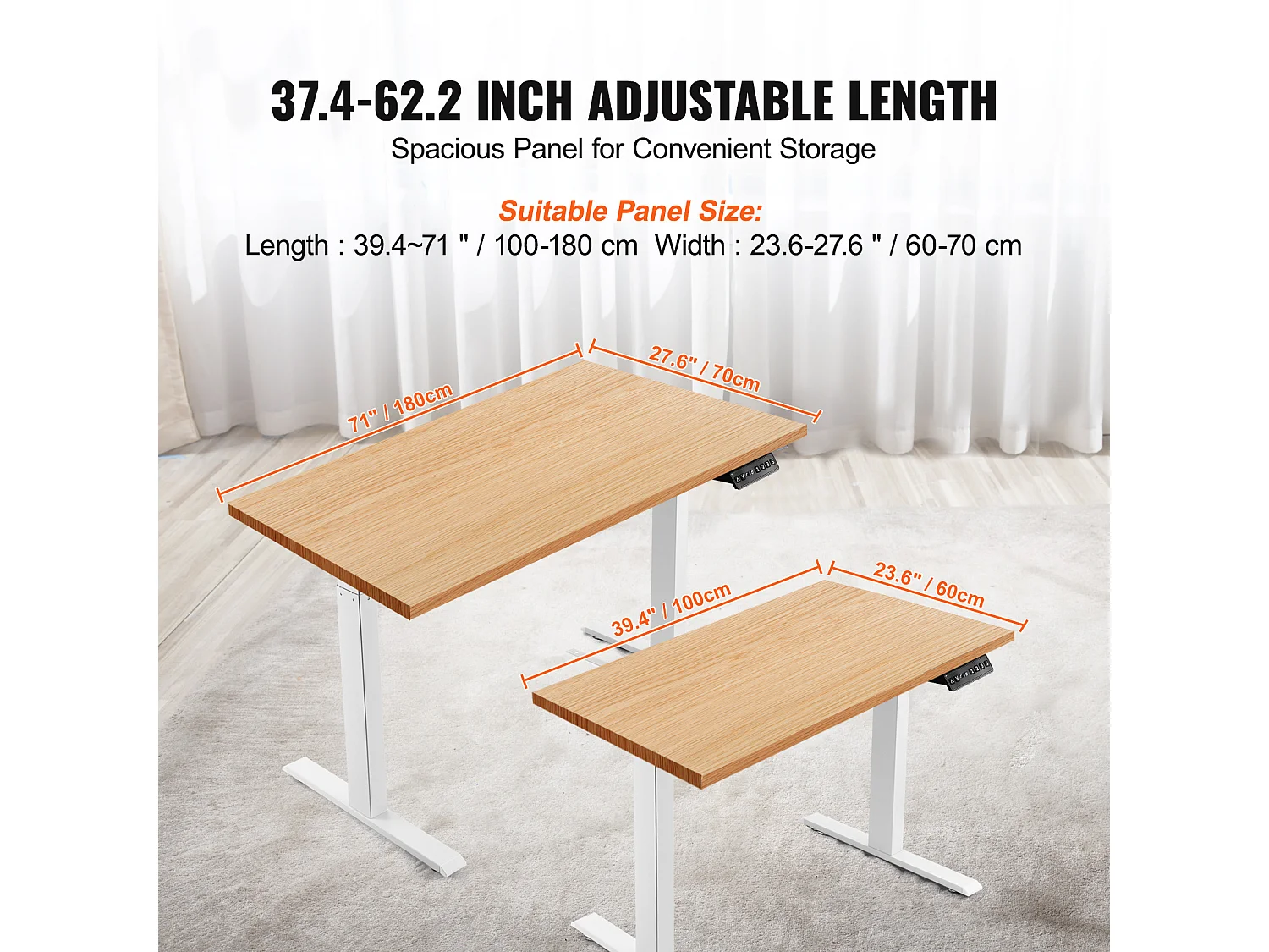 Cadre Debout de Bureau SucceBuy Bureau Debout Électrique avec Cadre Réglable 70-117 cm H Poste de Travail Blanc