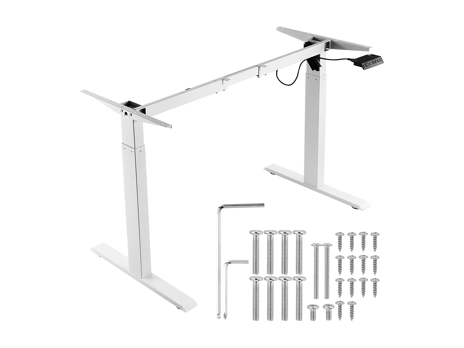 Cadre Debout de Bureau SucceBuy Bureau Debout Électrique avec Cadre Réglable 70-117 cm H Poste de Travail Blanc