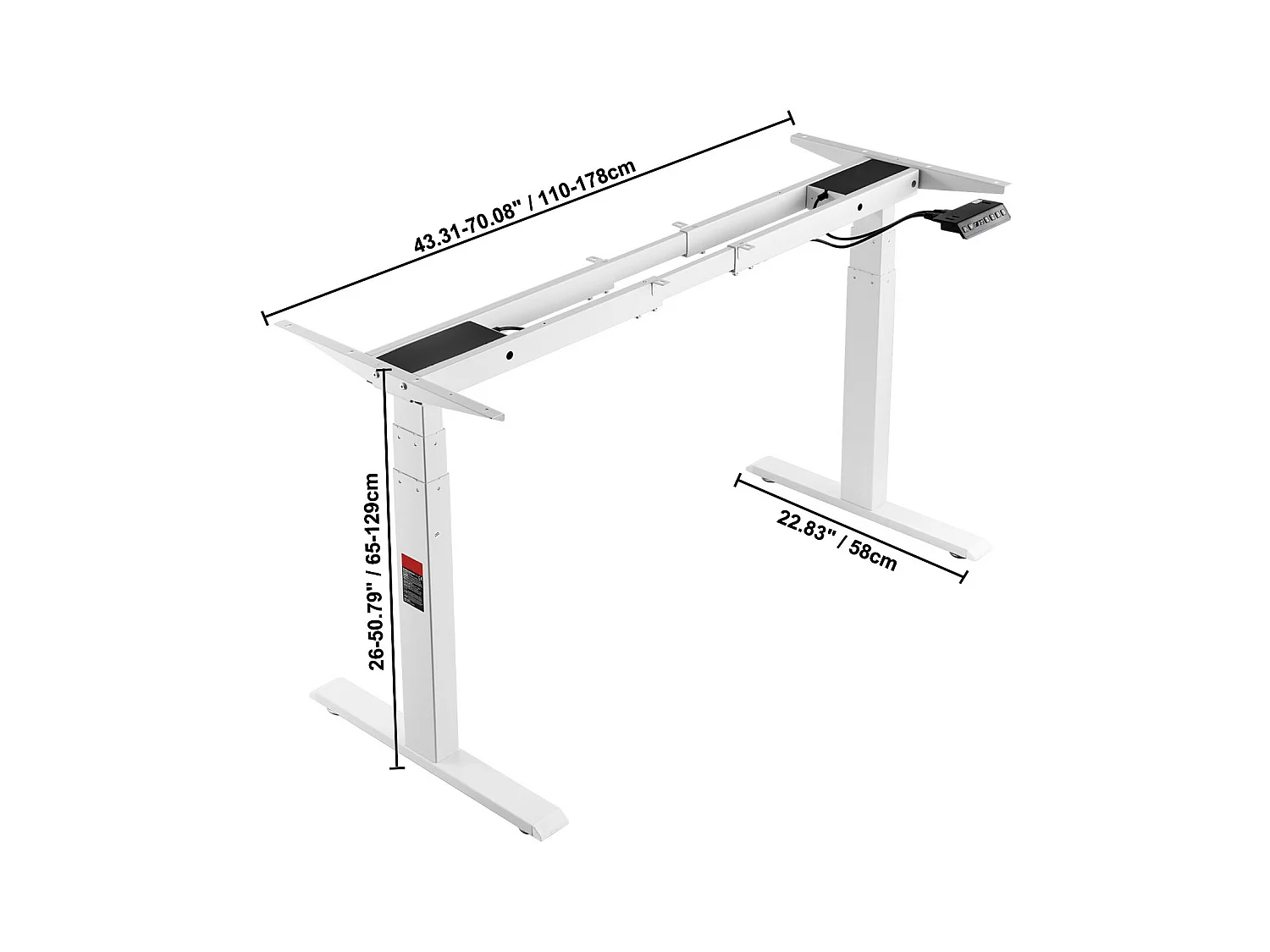 Cadre Debout de Bureau SucceBuy Cadre de Bureau Debout Électrique, Réglable de 65-129 cm de Hauteur, Double Moteur
