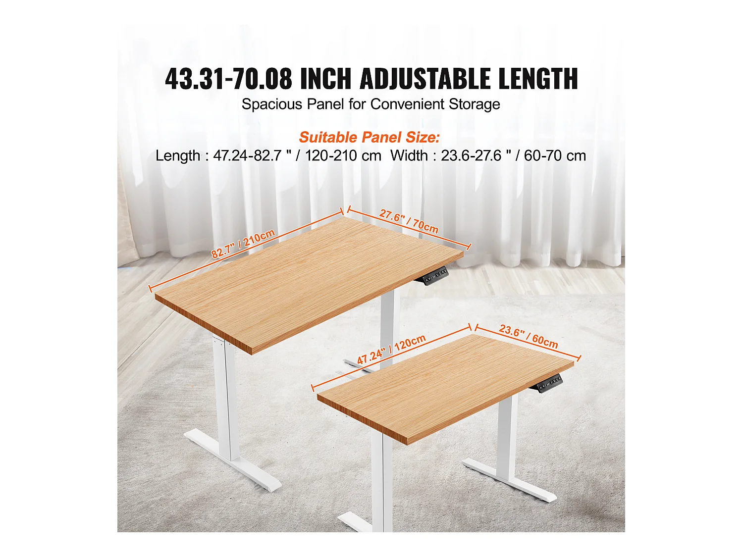 Cadre Debout de Bureau SucceBuy Cadre de Bureau Debout Électrique, Réglable de 65-129 cm de Hauteur, Double Moteur